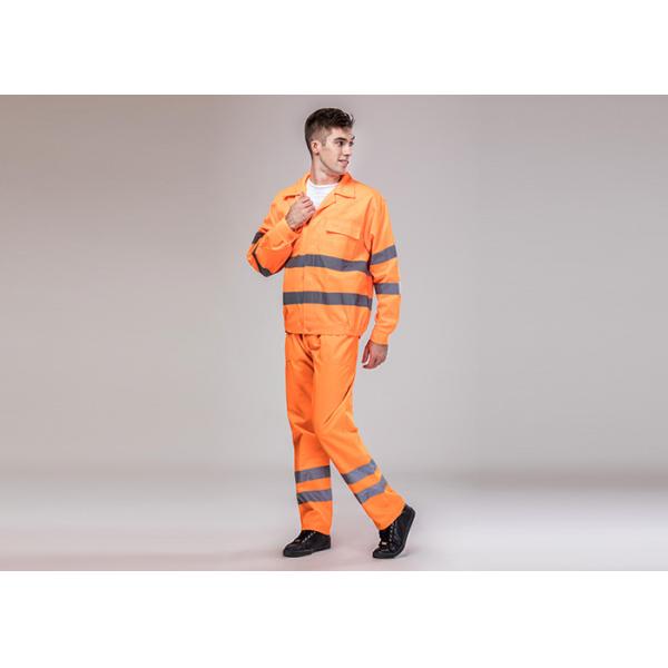Double Stitching Safety Work Clothes High Visable Orange Jacket Bib Pants Suit