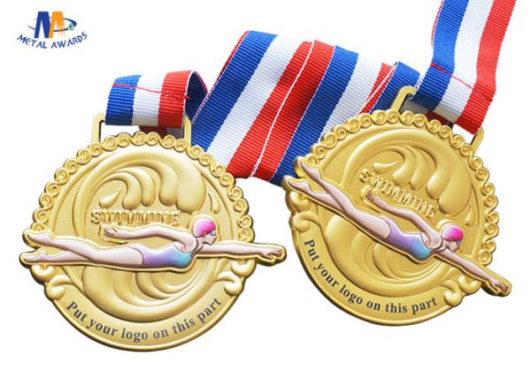 Three Dimensional 70mm 3mm Zinc Alloy Swimming Medals