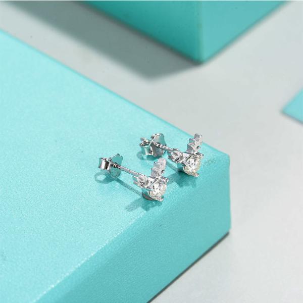 Hip Hop Moissanite Princess Cut Earrings Diamond Stud 14k Gold OEM