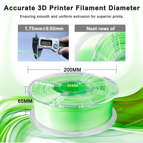 1.75mm グラディアントグリーンホワイトフィラメント PLA+ 3Dプリンター フィラメント