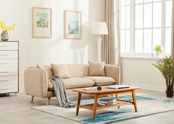 Home 3 Seat Living Room Fabric Sofas Comfortable In Light Skin Colour