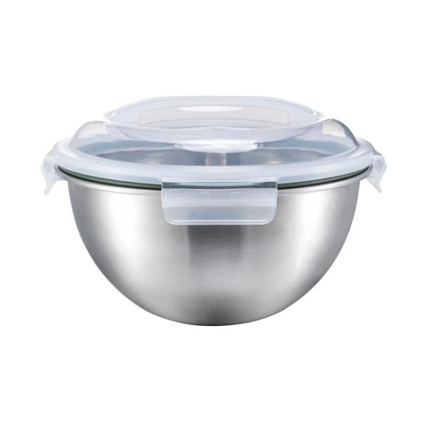 1350ml 2500ml 4350ml Stainless Steel Mixing Bowl With PP Locking Lid Lightweight