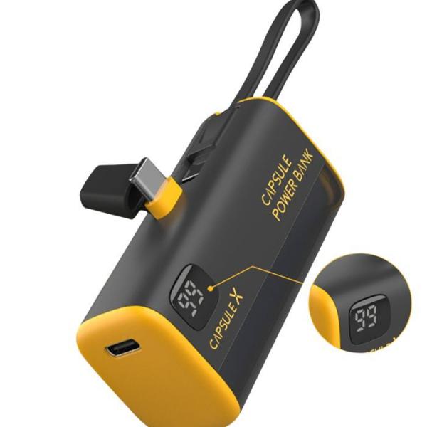 5000mAh Capsule Shaped Multi Device Power Bank With Digital Display Logo Customized
