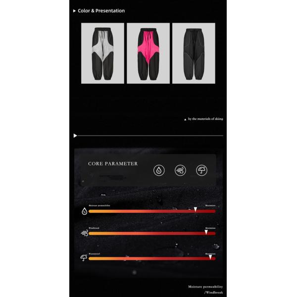 Function Windproof Waterproof Ski Pants for Sports 2023 Style Reflective Lines Ski Suit