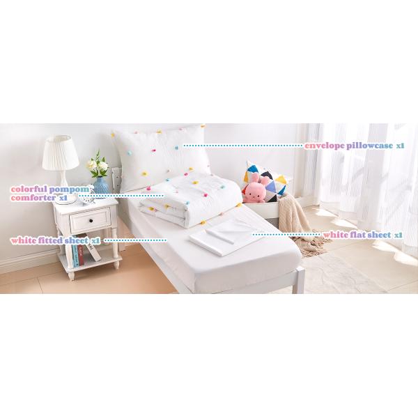 White Childrens Cotton Bedding Jacquard Tufted Dot Crib Bed Sheets Set