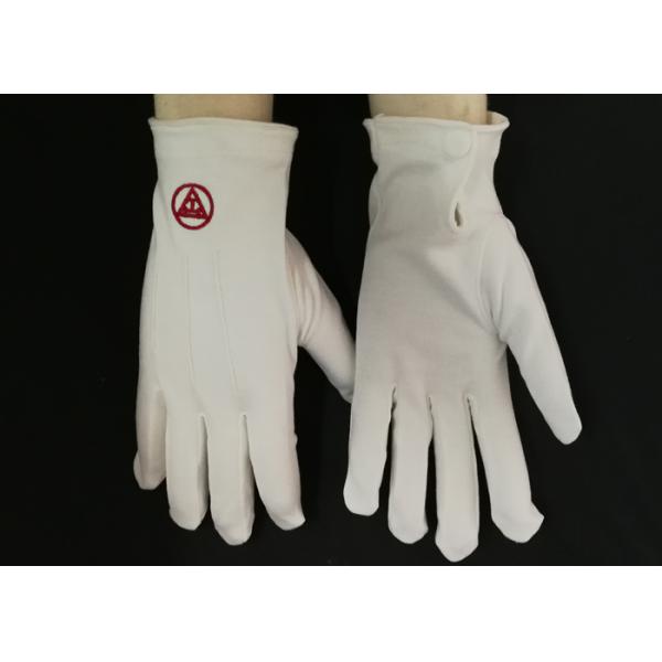 Les gants légers de défilé de coton ont adapté le matériel aux besoins du client non toxique de logo de broderie