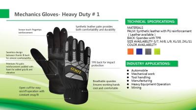 TPR Knuckle Synthetic Leather Mechanics Wear Gloves OEM For Tool Handling