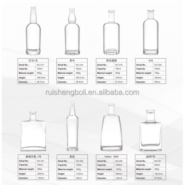 Transparent 750ml Super Flint Glass Wine Bottle for Whiskey Bourbon Gin Vodka Spirits