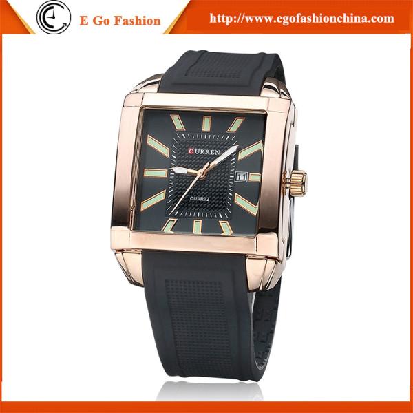 Full Black Rose Gold Case Curren Watch Top Brand Luxury Watch Sports Watch Silicone Watch
