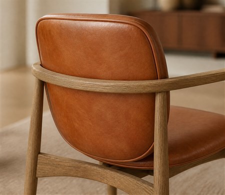 Mid-Century Leather Dining Armchair CYC-039