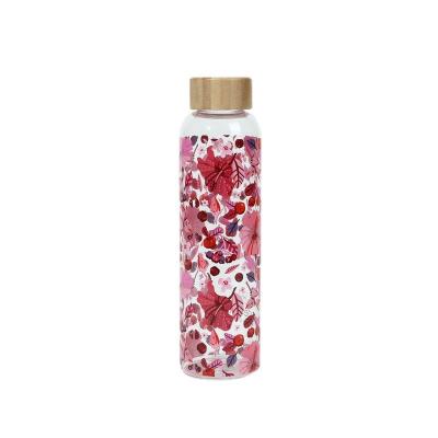 Eco Friendly 20 0Z Water Glass Drinking Bottles With Bamboo Lid