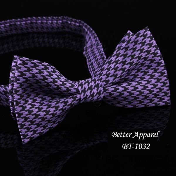 Fashional   Houndstooth purple men's polyester bow tie