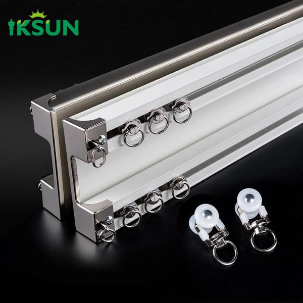 Double Aluminium Curtain Track 5.8-6.7m White Black Rose Gold Color 30-50kg Load