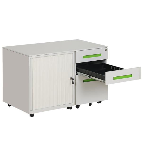 Cold Rolling Steel Office Tambour Door Cabinet 3 Drawers Mobile Pedestal Cabinet