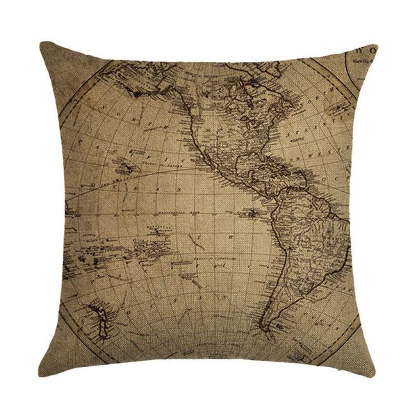 Throw Pillow cushion Covers, Decorative Pillowcase for Home Sofa Bedding Couch,Cotton Linen Map Pillow Covers