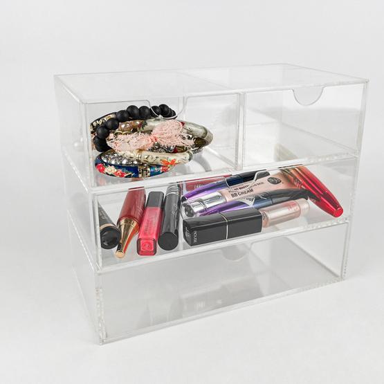Custom Multi-layer Drawer Type Transparent Acrylic Storage Box Plastic Office Organizer for Magnetic Card Makeup Jewelry Storage