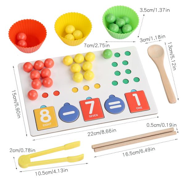 2024 Wooden Number Cognitive Educational Number Matching Toy Wooden Clip Beads Game Counting Toy