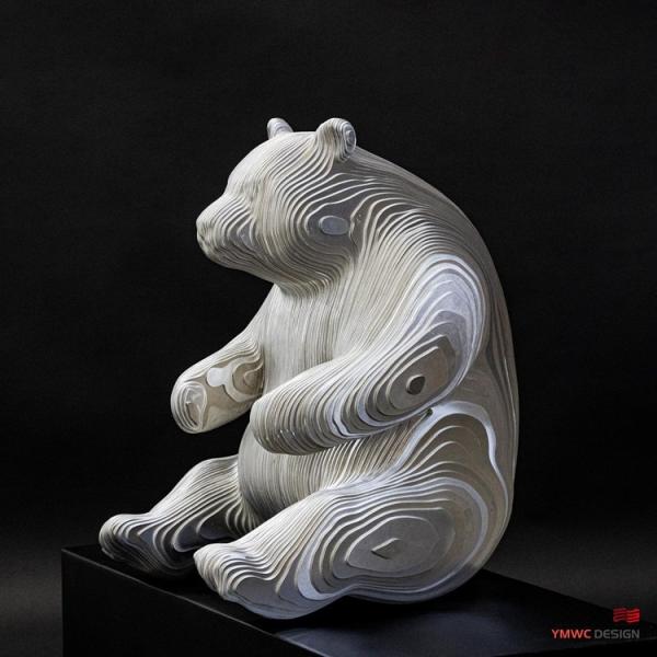Custom Color Life-size Bronze Animal Sculpture Hand-forged Stainless Steel Panda Statues