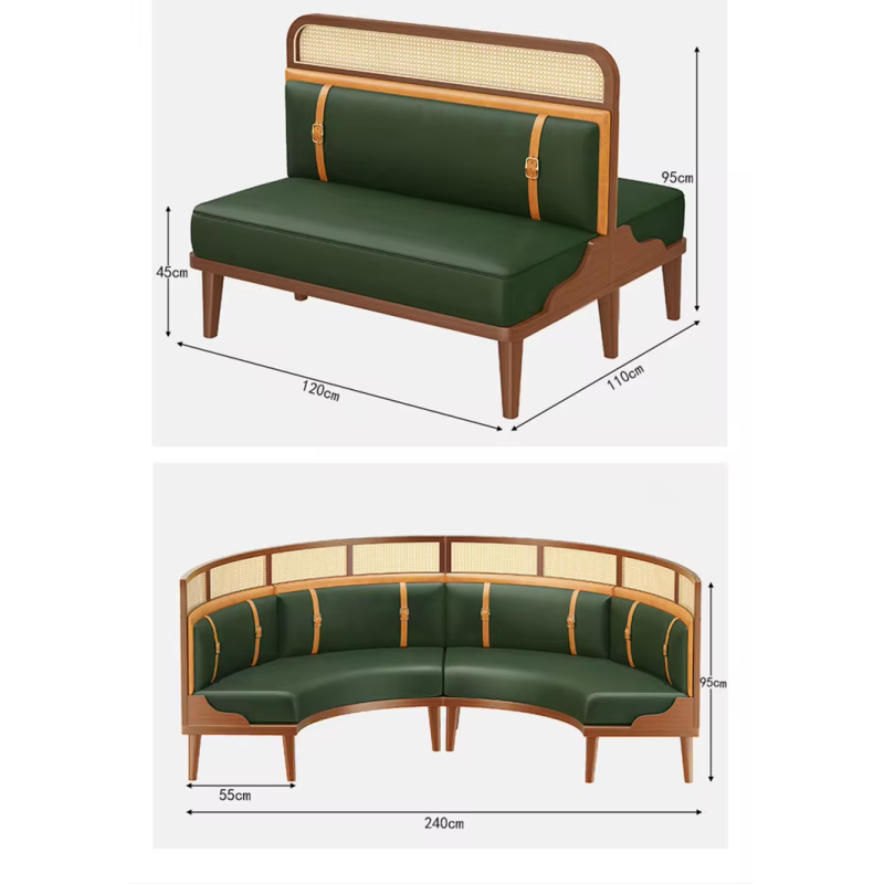 C-Shape Beautiful Ideas Customized Retro Restaurant Furniture Coffee Shop Bar Booth Leisure Sofa Restaurant Booth