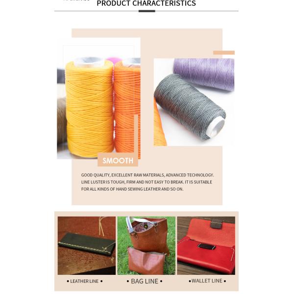 МЕРЦЕРИЗОВАННАЯ 100% полиэстерная плоская кожа Восковая нить 150d/16 Восковая нить для шитья кожи