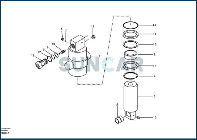 Цапфа VOE14506606 VOE 14506606 запирая цилиндр приспосабливает EW140E EW170