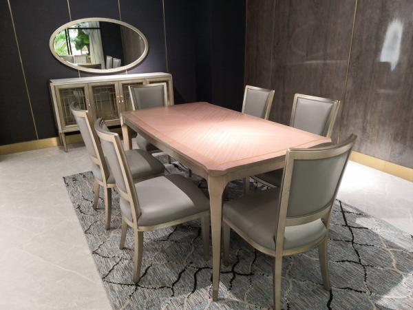 Light luxury dining room table and chairs set with Buffet cabinets in maple wood for Villa house interior design fixture