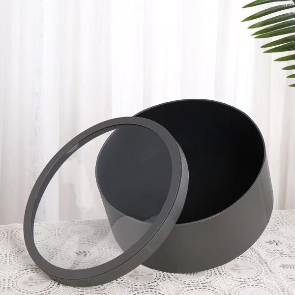 Bronzing PVC Cylindrical Flower Box Round Clear Bouquet Packaging Gift For Flowers