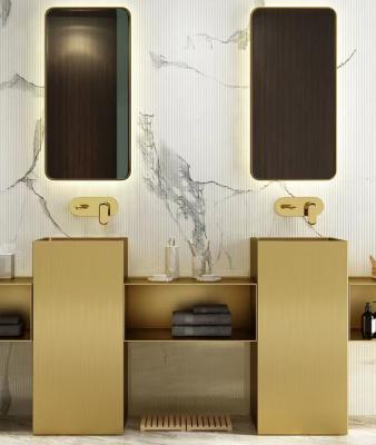 Modern Column Square Pedestal Bathroom Sink Floor Standing SUS304 Material