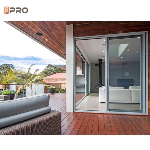 Aluminum Sectional Patio Sliding Doors Double Tempered Glass Powder Coating
