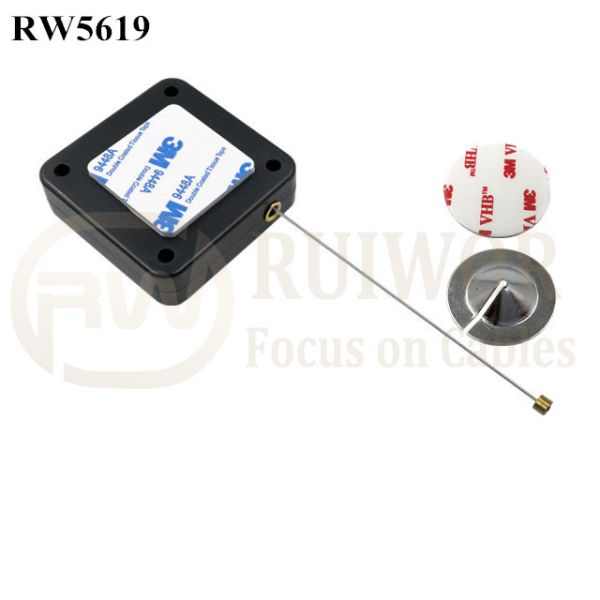 RW5619 Square Heavy Duty Retractable Cable Up To 5m Plus Dia 22mm Circular Sticky Metal Plate