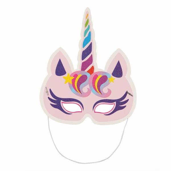 Party Rainbow Unicorn Paper Mask For Kids Glitter Surface Finishing