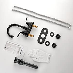 4'' High Arc Centerset Bathroom Faucet In Satin Nickel Matte Black