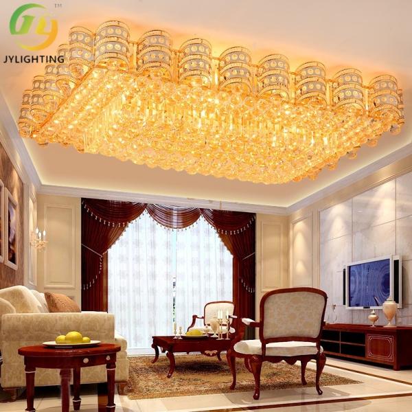 JYLIGHTING Lustre Européen de Luxe en Cristal Doré à LED pour Salons et Entrées, Lampe Suspendue