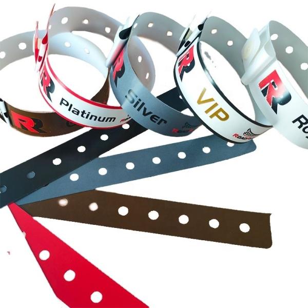 250*25mm/250*19mm Custom One Time Waterproof Plastic Wristband for Park/Events/Festival