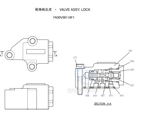 YN30V00119F1 Excavator Hydraulic Parts Lock Valve Assy For SK 200-8 SK250-8 SK350-8