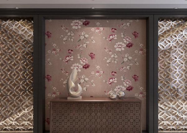 Luxury Coffee Color Country Vinyl Wallpaper With Floral Pattern for Living Room