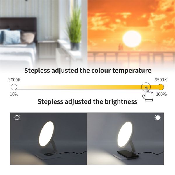 049 Kilogram Customizable Logo Wireless Charging Function Lamp 10000 Lux Led Daylight Sad Light Therapy Lamp Depression