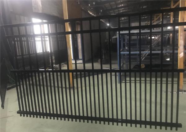 Steel fence 2100mmx2400mm Panels Stain Black Interpon Powder Rail 40mm and 50mm Upright 25mm