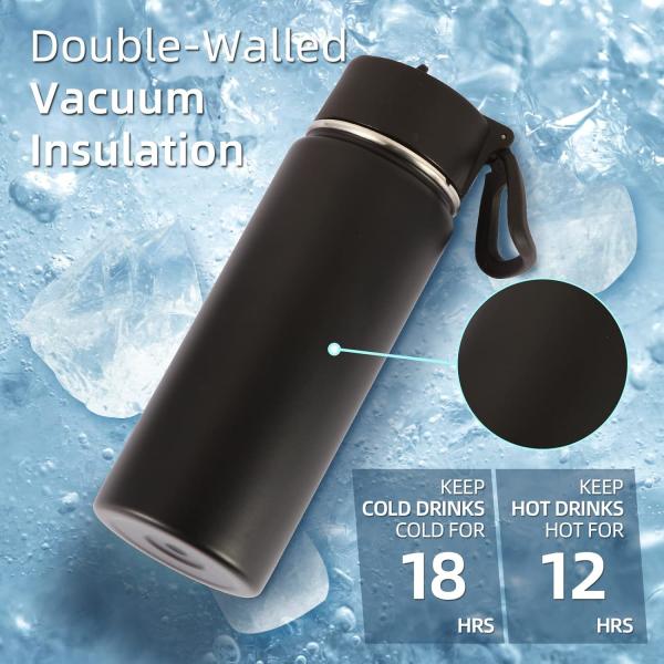 Volhoply 18oz Stainless Steel Insulated Water Bottle Wide Mouth