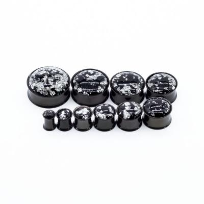 Silver Foil Insert Ear Plug Tunnels Double Flare 316 Steel 2G