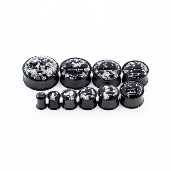 Silver Foil Insert Ear Plug Tunnels Double Flare 316 Steel 2G