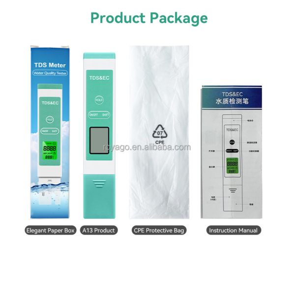 High Precision Durable Titanium Alloy Probe Water TDS Meter with 0-9999 ppm TDS Range and Multiparameter pH Measurement