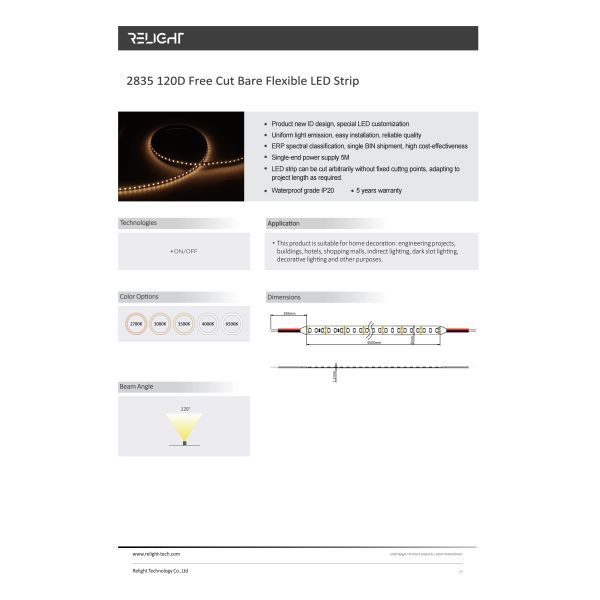 Upgraded Cuttable Single-color IP20 LED Strip