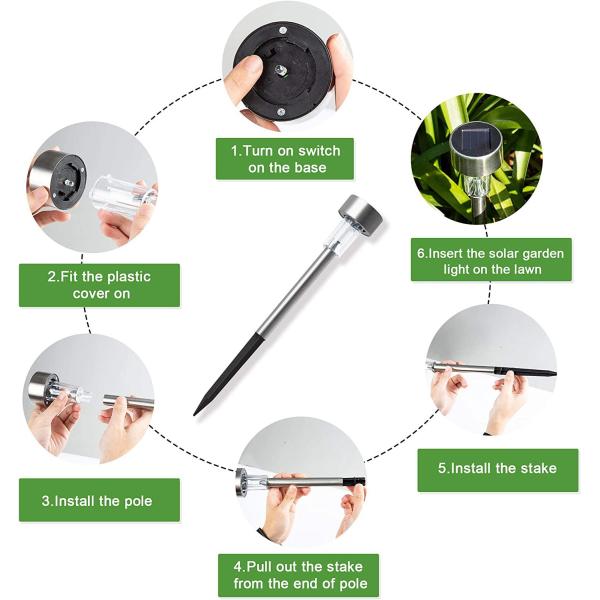 Direct Solar LED Landscape Lights for Outdoor Pathway Stainless Steel Garden Lighting