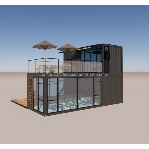Galvanized Steel Bending Container Coffee Shop Store 40ft Prefabricated House Building Design for Steel Frame Hotel