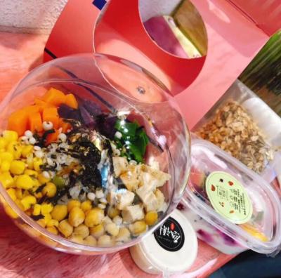 Customized Size Salad Packaging Box PS Paper Material Transparent Color