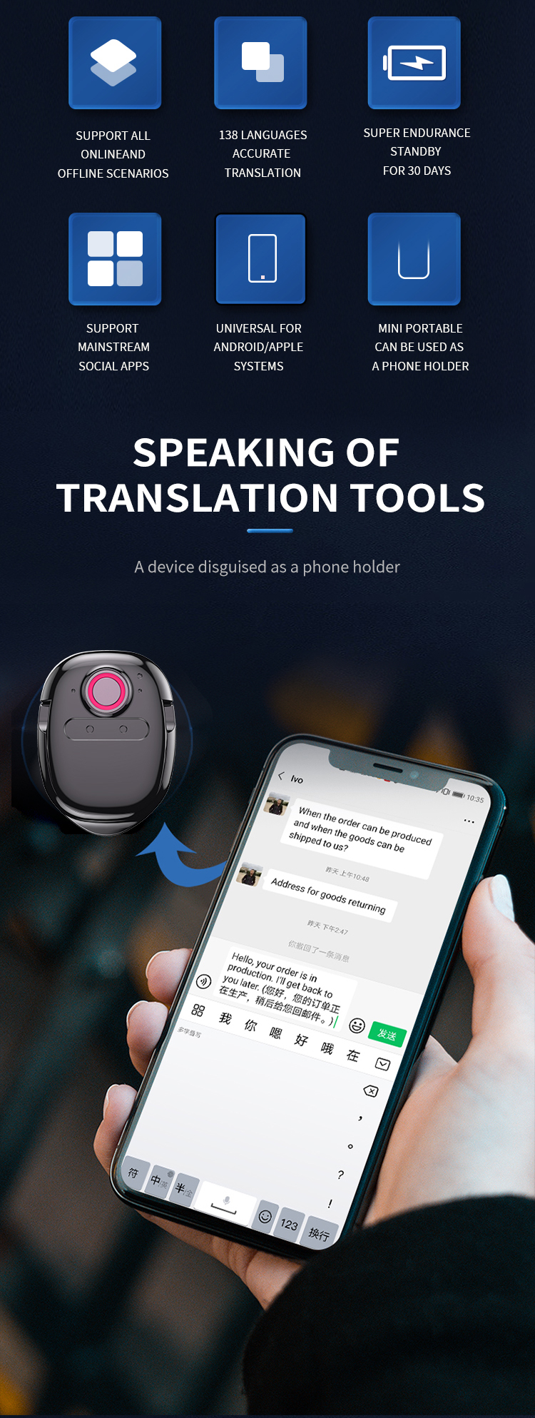 Mini Muti Language Translator Smart Translation Machine For English German Spanish French Dutch Italian