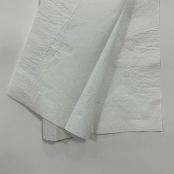 Silver Foil Trim White Paper Napkins 42*42cm 2 Ply Dinner Napkins Virgin Pulp