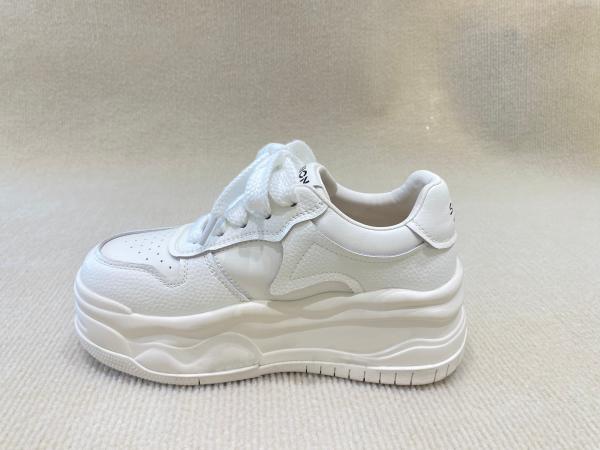 Autumn White Canvas Trainers Heightening Womens White Leather Casual Sneakers