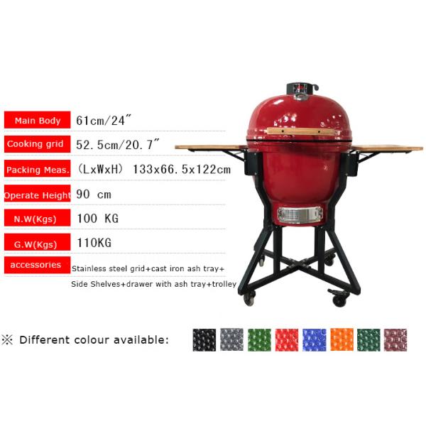 24 Inch BBQ Style Ceramic Grills Kamado Smoker Keramische BBQ for Home and Garden